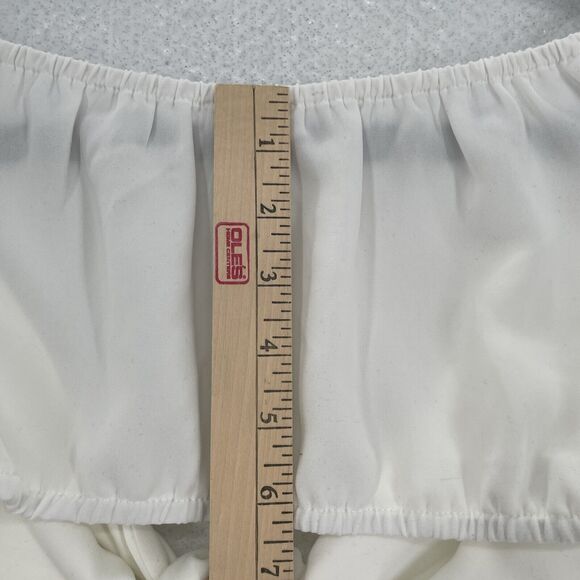 Tobi Crop Top Tie Front Small White Long Flare Sleeve Elastic Back Festival Boho - Picture 10 of 12